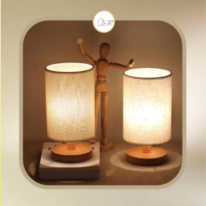 Đèn ngủ để bàn thân gỗ thiết kế bóng led phong cách Bắc Âu